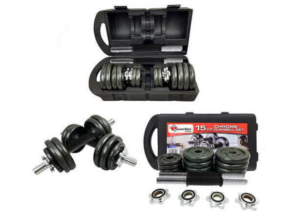 PDS-15 Dumbbells Set Metal Plates + Dumbbell Rods Home Gym - Image 2