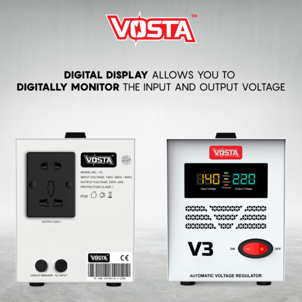 Vosta V3 Stabilizer -  Input: 140~260 VAC & Output: 220 VAC (±8%) - Image 4