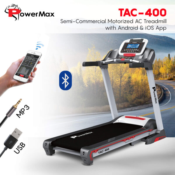 TAC-400® Semi-Commercial AC Motorized Treadmill with Android & iOS App - Image 2