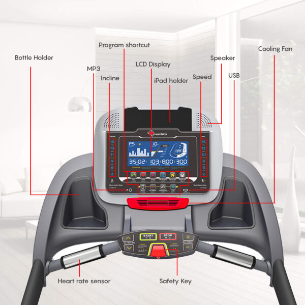 TAC-400® Semi-Commercial AC Motorized Treadmill with Android & iOS App - Image 3