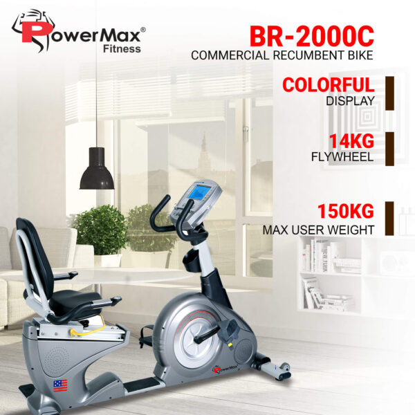BR-2000C Commercial Recumbent Bike - Image 2