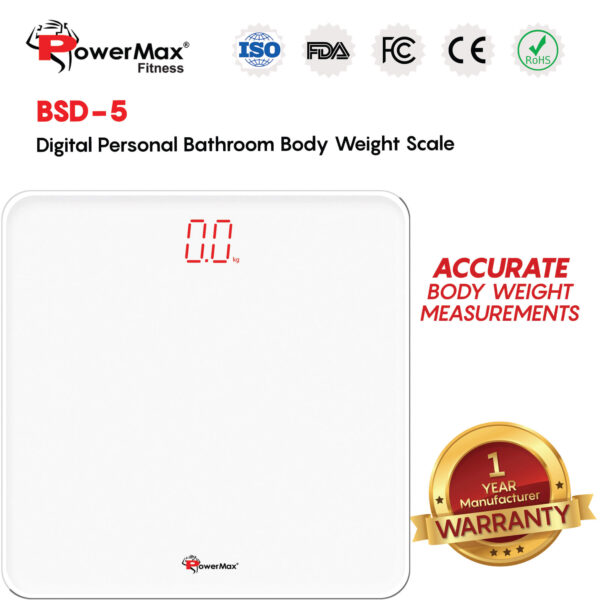 BSD-5 Super White Glass Digital Personal Bathroom Body Weight Scale - Image 2