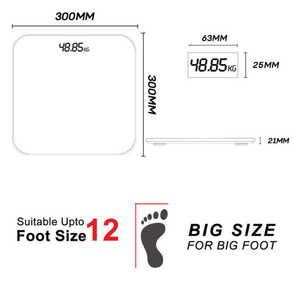 BSD-5 Super White Glass Digital Personal Bathroom Body Weight Scale - Image 8