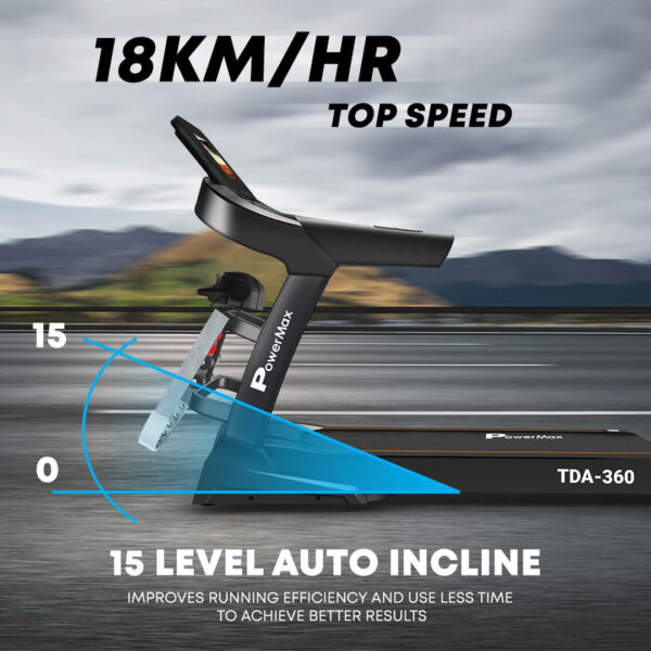 TDA-360® 15.6inch HD Display Motorized Treadmill with Auto Incline - Image 5