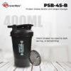 PSB-4S-B (400ml) Protein Shaker Bottle with Single Storage - Image 2