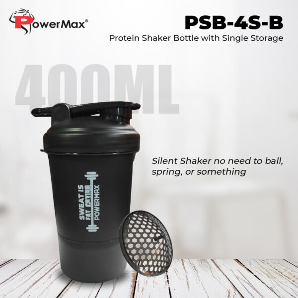 PSB-4S-B (400ml) Protein Shaker Bottle with Single Storage - Image 2
