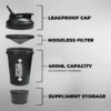 PSB-4S-B (400ml) Protein Shaker Bottle with Single Storage - Image 3
