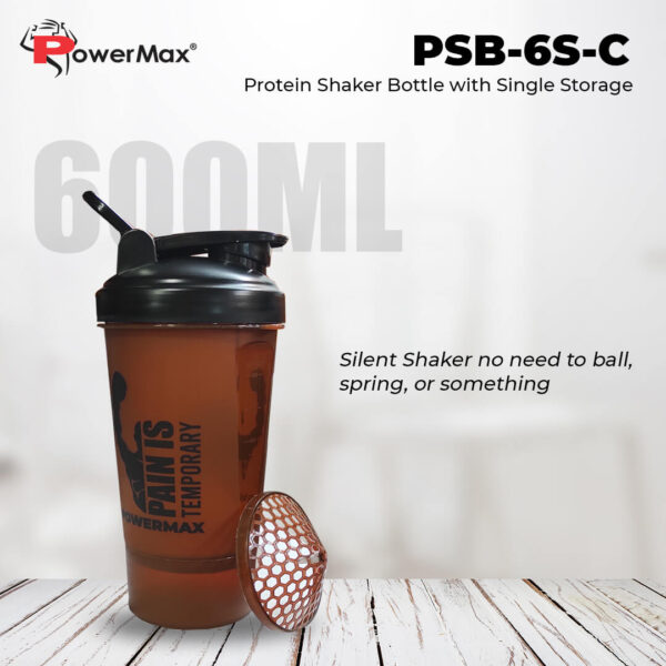PSB-6S-C (600ml) Protein Shaker Bottle with Single Storage - Image 2