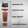PSB-6S-C (600ml) Protein Shaker Bottle with Single Storage - Image 3