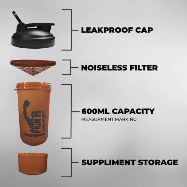 PSB-6S-C (600ml) Protein Shaker Bottle with Single Storage - Image 3