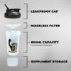 PSB-6S-W (600ml) Protein Shaker Bottle with Single Storage - Image 3