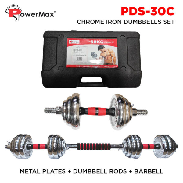 PDS-30C Chrome Iron Dumbbells Set - Image 2