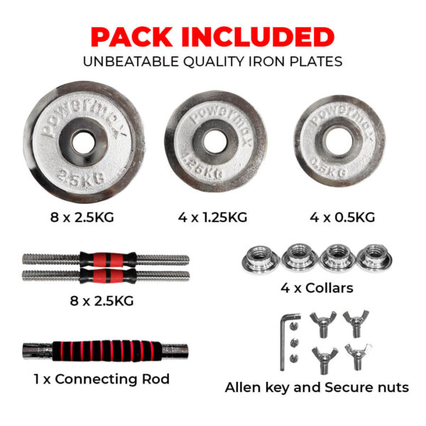 PDS-30C Chrome Iron Dumbbells Set - Image 3