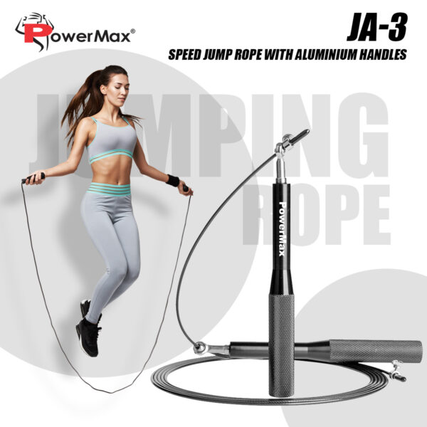 JA-3 (Black) Exercise Speed Jump Rope With Adjustable Cable - Image 2