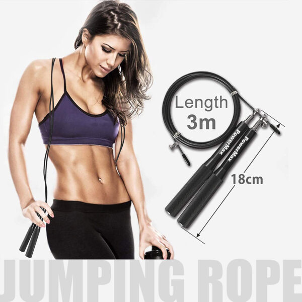 JA-3 (Black) Exercise Speed Jump Rope With Adjustable Cable - Image 4
