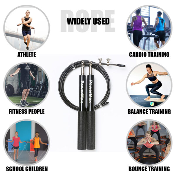 JA-3 (Black) Exercise Speed Jump Rope With Adjustable Cable - Image 7
