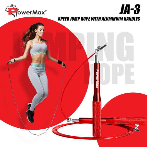 JA-3 (Red) Exercise Speed Jump Rope With Adjustable Cable - Image 2