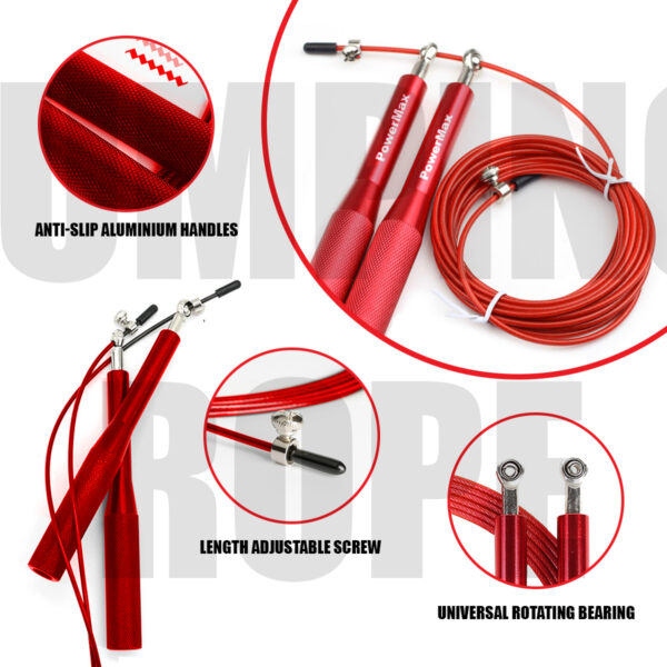 JA-3 (Red) Exercise Speed Jump Rope With Adjustable Cable - Image 3