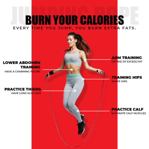 JA-3 (Red) Exercise Speed Jump Rope With Adjustable Cable - Image 8