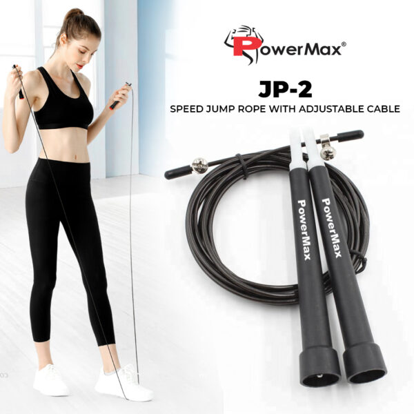 JP-2 (Black)  Exercise Speed Jump Rope With Adjustable Cable - Image 3