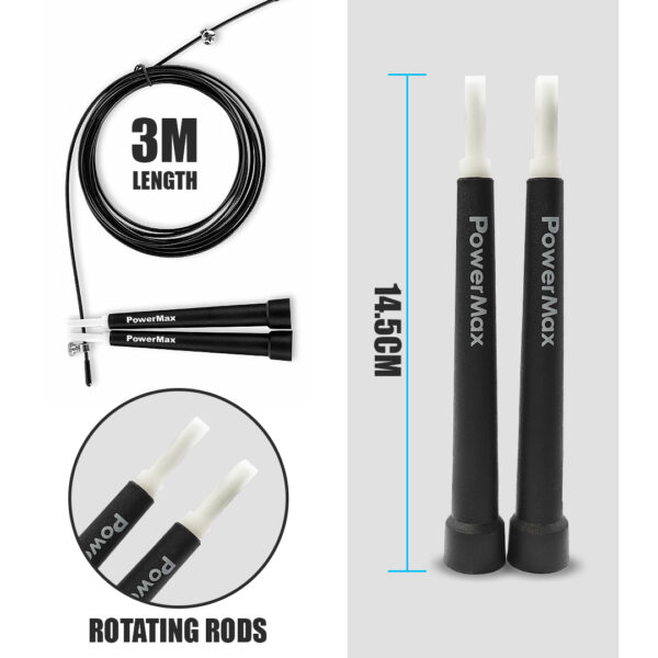 JP-2 (Black)  Exercise Speed Jump Rope With Adjustable Cable - Image 5