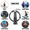 JP-2 (Black)  Exercise Speed Jump Rope With Adjustable Cable - Image 7