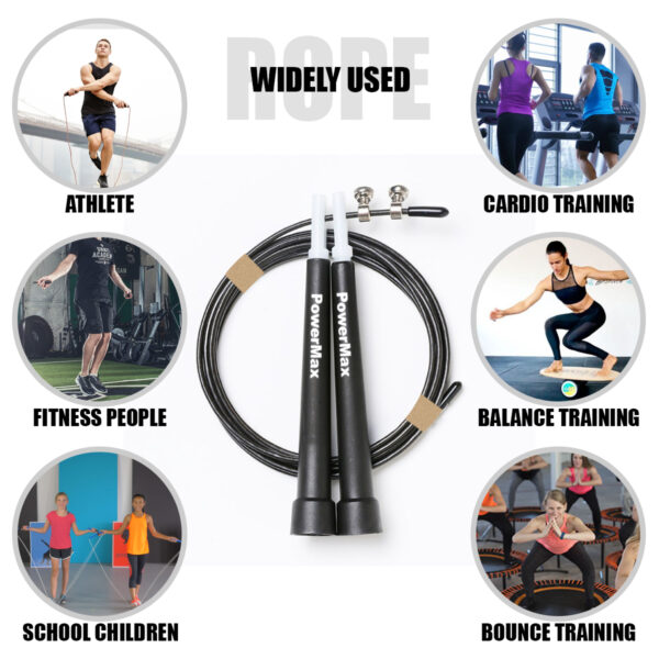 JP-2 (Black)  Exercise Speed Jump Rope With Adjustable Cable - Image 7