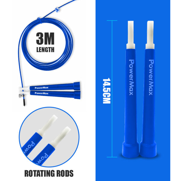 JP-2 (Blue) Exercise Speed Jump Rope With Adjustable Cable - Image 5