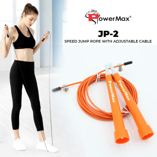 JP-2 (Orange)  Exercise Speed Jump Rope With Adjustable Cable - Image 3