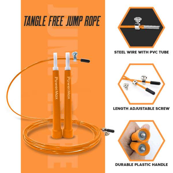 JP-2 (Orange)  Exercise Speed Jump Rope With Adjustable Cable - Image 4