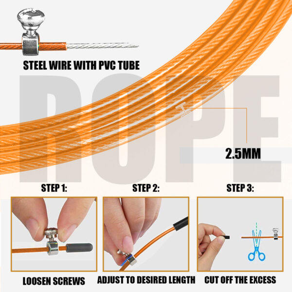 JP-2 (Orange)  Exercise Speed Jump Rope With Adjustable Cable - Image 6