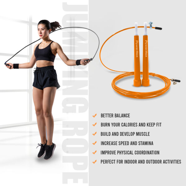 JP-2 (Orange)  Exercise Speed Jump Rope With Adjustable Cable - Image 8