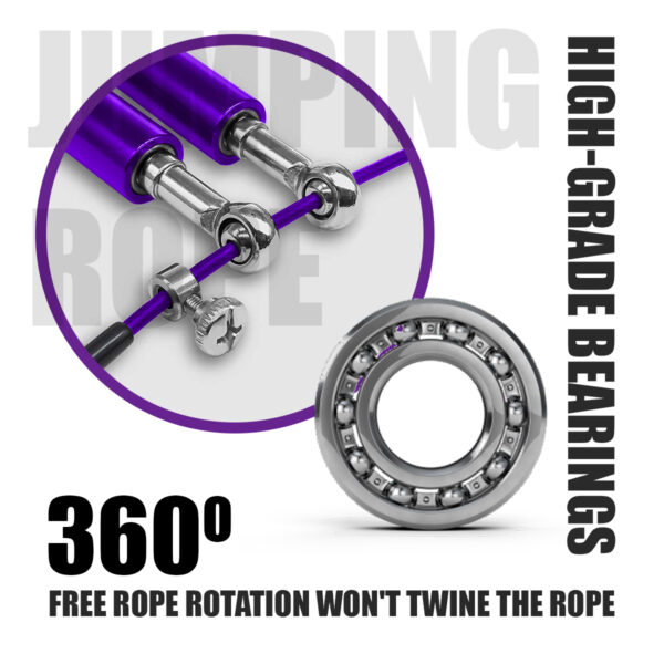 JA-3 (Purple) Exercise Speed Jump Rope With Adjustable Cable - Image 6
