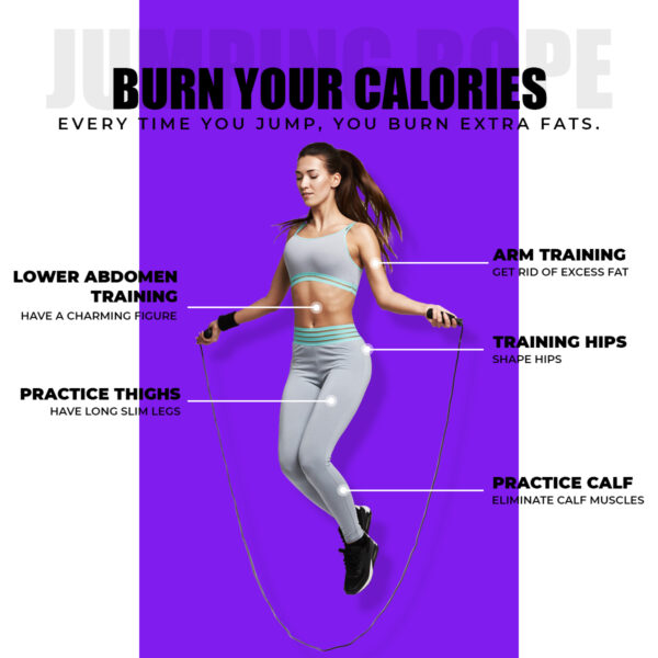 JA-3 (Purple) Exercise Speed Jump Rope With Adjustable Cable - Image 8