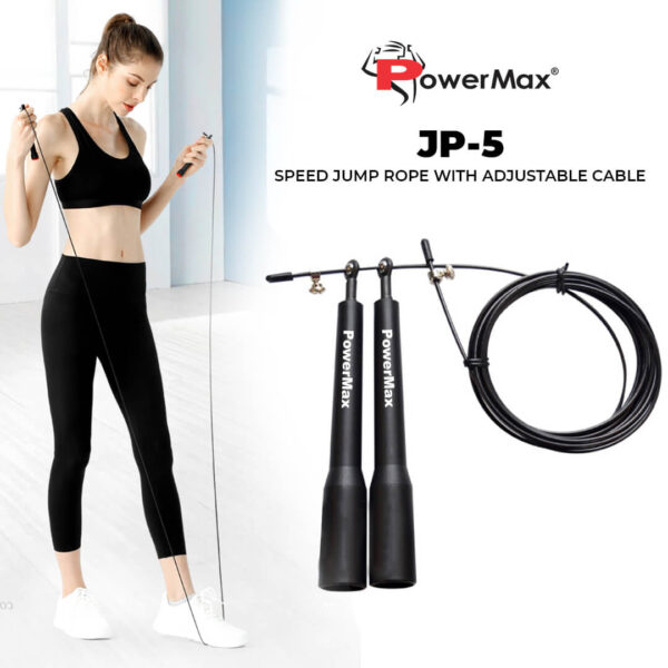 JP-5 (Black) Exercise Speed Jump Rope With Adjustable Cable - Image 2