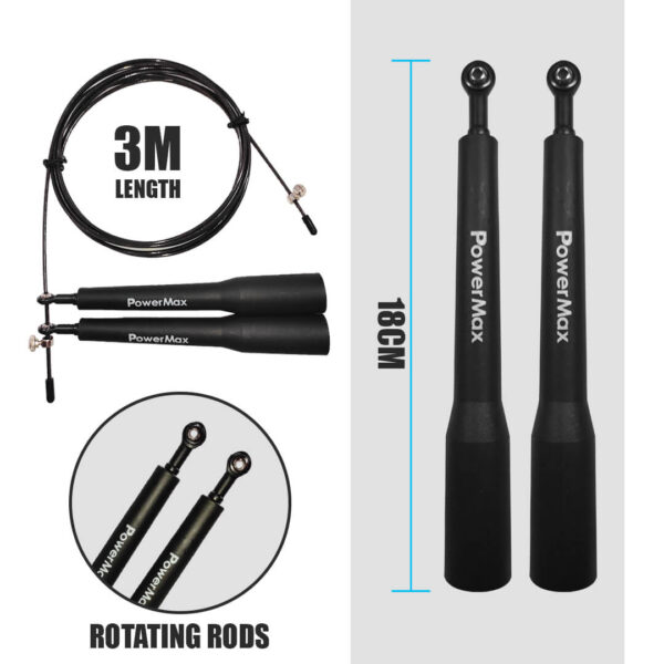 JP-5 (Black) Exercise Speed Jump Rope With Adjustable Cable - Image 4
