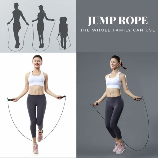 JS-3 (Black) Exercise Speed Jump Rope With Adjustable Cable - Image 6