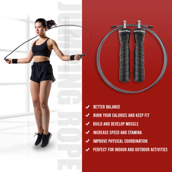JS-3 (Red) Exercise Speed Jump Rope With Adjustable Cable - Image 7