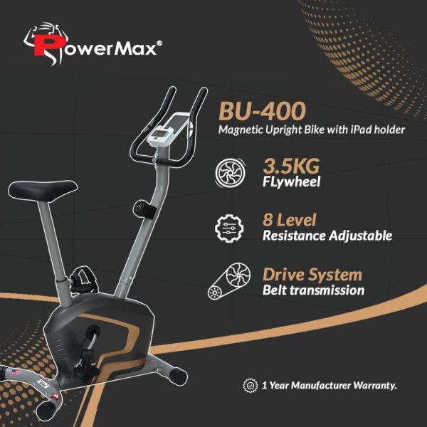 BU-400 Magnetic Upright Bike with iPad holder - Image 2