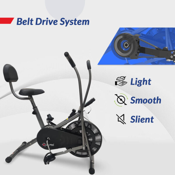 BU-201 Dual Action Air Bike/Exercise Bike with Back Support - Image 3