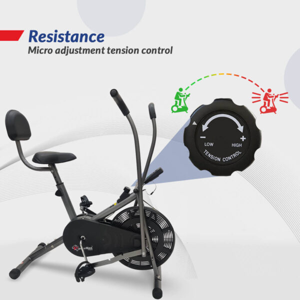 BU-201 Dual Action Air Bike/Exercise Bike with Back Support - Image 4