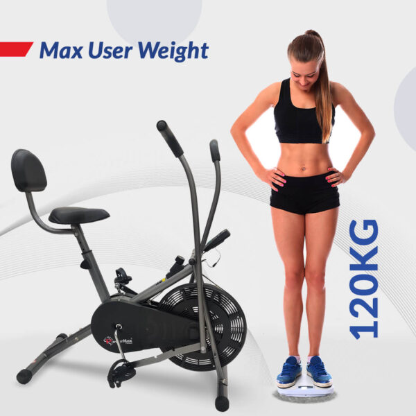 BU-201 Dual Action Air Bike/Exercise Bike with Back Support - Image 5