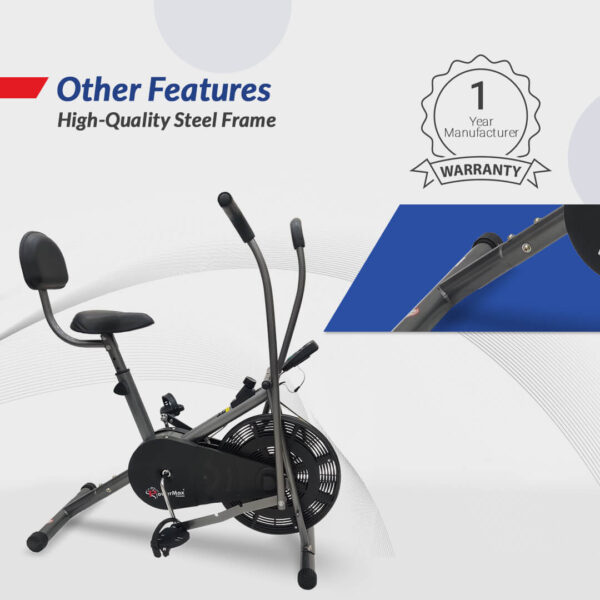BU-201 Dual Action Air Bike/Exercise Bike with Back Support - Image 10