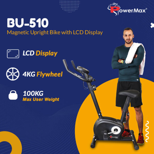 BU-510 Magnetic Upright Bike with LCD Display - Image 2