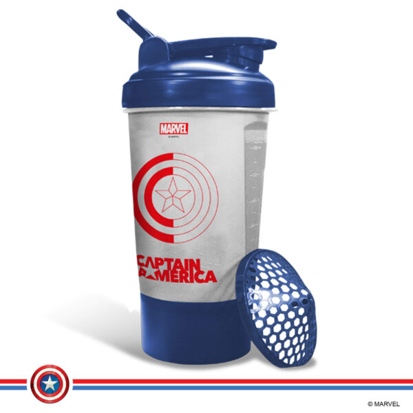 MSB-6S-CA-CL (600ml) Captain America Marvel Edition Protein Shaker Bottle with Single Storage - Image 2