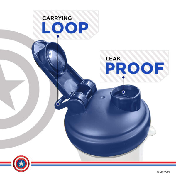 MSB-6S-CA-CL (600ml) Captain America Marvel Edition Protein Shaker Bottle with Single Storage - Image 6