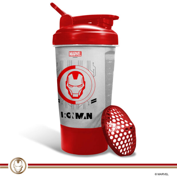 MSB-6S-IM-CL (600ml) IRONMAN Marvel Edition Protein Shaker Bottle with Single Storage - Image 2