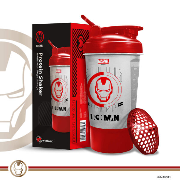 MSB-6S-IM-CL (600ml) IRONMAN Marvel Edition Protein Shaker Bottle with Single Storage - Image 3