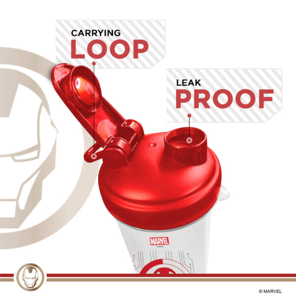 MSB-6S-IM-CL (600ml) IRONMAN Marvel Edition Protein Shaker Bottle with Single Storage - Image 6
