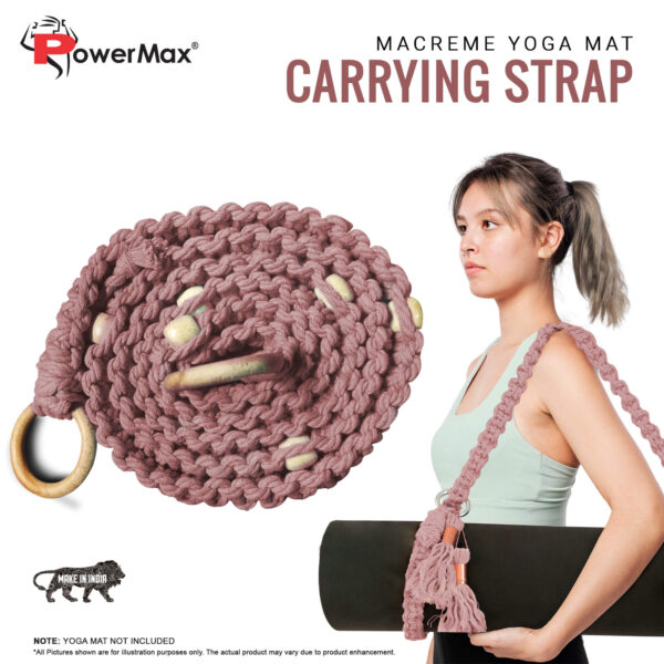 Macramé Boho style Hand Woven Yoga Mat Carrying Strap - Image 2